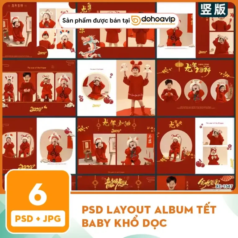 Mẩu Layout album Tết Baby khổ dọc PSD