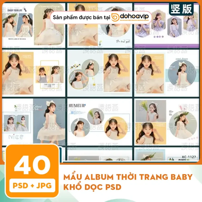 Mẩu album thời trang baby khổ dọc PSD
