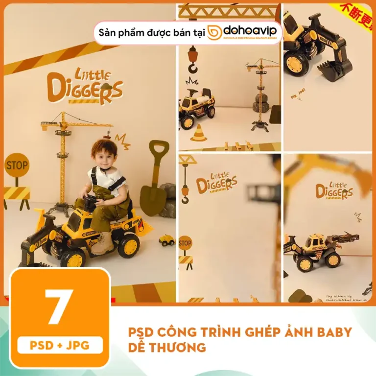 PSD Công trình ghép ảnh baby dễ thương