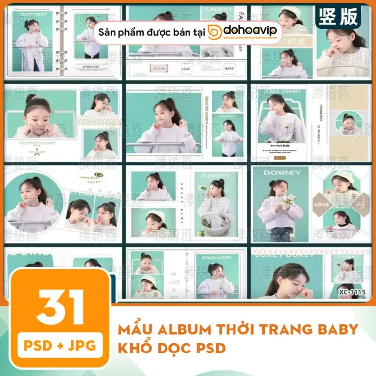 PSD Layout album Baby thời trang khổ dọc