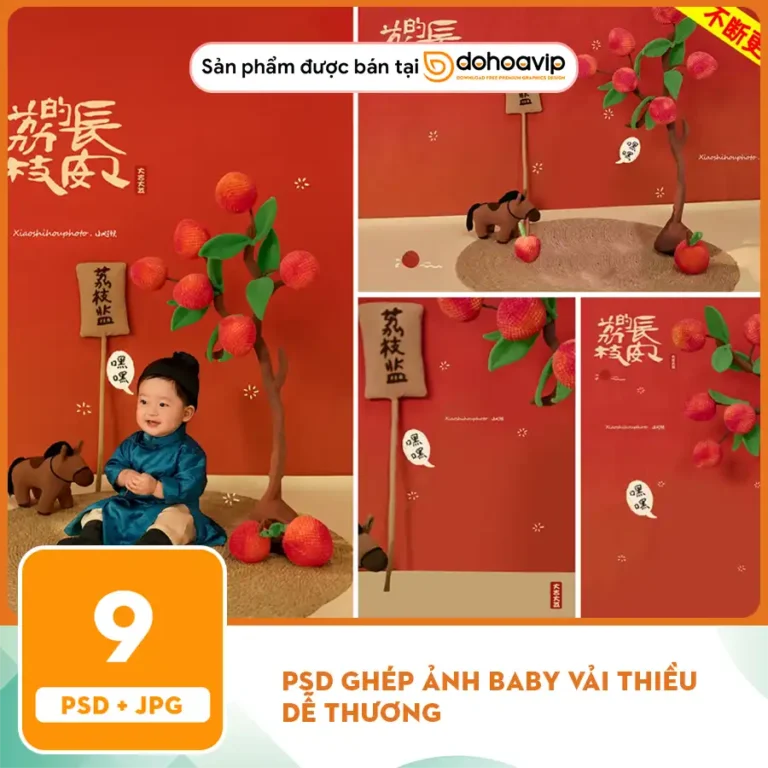 PSD ghép ảnh baby vải thiều