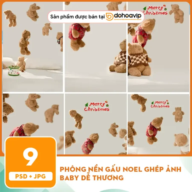 Phông nền Gấu noel ghép ảnh