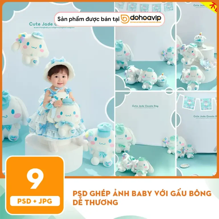 [VIP] PSD Ghép ảnh baby với gấu bông dễ thương